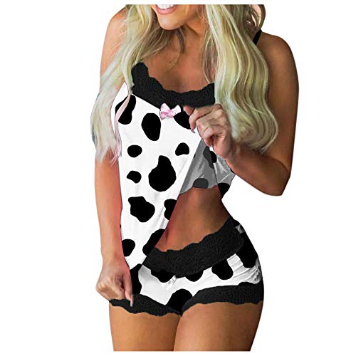 Ensemble de lingerie dentelle femme avec cami shorts - Pyjamas érotiques et sous-vêtements col V