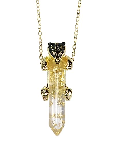 Harry Potter Hufflepuff Badger House Animal Gem Stone Pendant Necklace