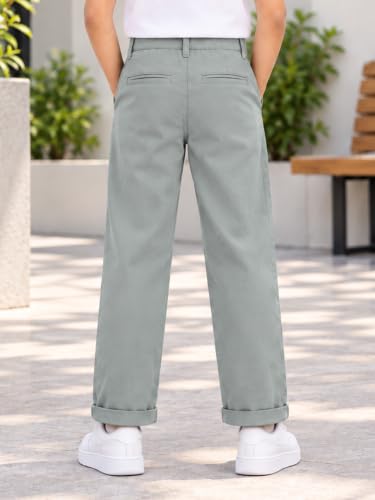 Image of KiddoPanti Boys 100% Cotton Twill Chinos Pant | Comfortable Regular Fit | 2 Side Pocket, 2 Back Pocket | Ankle Length | Back Elasticated Waistband with Button Zip Open Fly