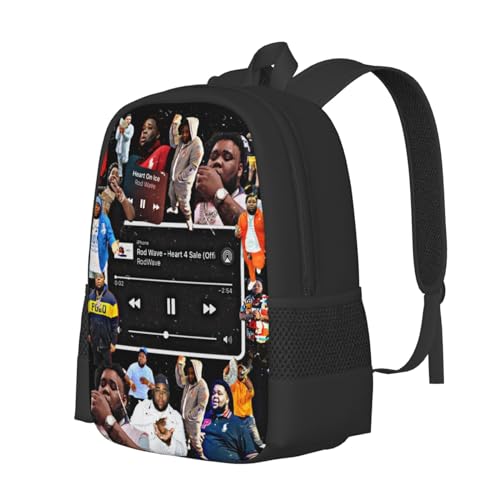 Rod Wave Backpack,3d Print Laptop Backpack Lightweight Casual Daypack Bookbag 16.5 In, 17 Inch3