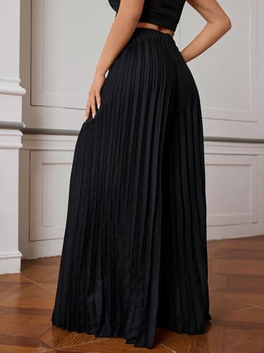 SOLY HUX Women's Wide Leg Palazzo Pleated Pants High Waisted Flowy Loose Dressy Casual Long Trousers2
