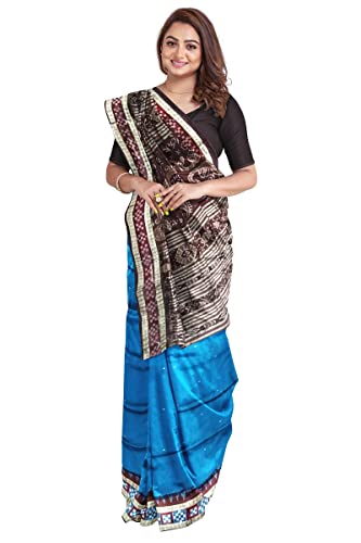 NUAPATANAPATA blue sambalpuri silk saree in pure silk – image 5