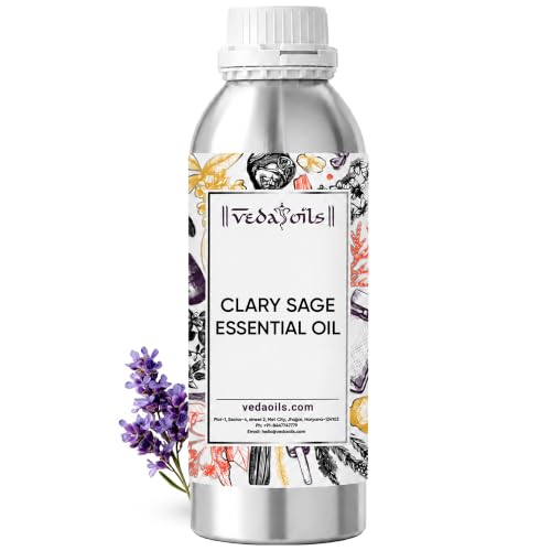 Image of VedaOils Clary Sage Essential Oil 100ml | 100% Pure & Natural Clary Sage Oil for Skin & Hair | Ideal for Diffusers, Aromatherapy, Soap Making & DIY Projects