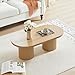 RUSTYER Oval Fluted Coffee Table, Farmhouse Wood Coffee Table Mid Century Modern Center Table Boho Living Room Tables for Living Room Office (Natural, 19.69