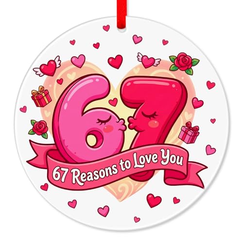 SICOHOME Funny 67 Naughty Six Seven Meme Valentines Wedding Ornament Trendy Gen Z Gift for Boyfriend Girlfriend Wife Husband Stocking Stuffers Keepsake Car Home Decor