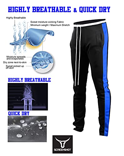 Image of SCREENSHOT Screenshotbrand Mens Hip Hop Slim Fit Track Pants - Athletic Jogger Bottom with Side Taping