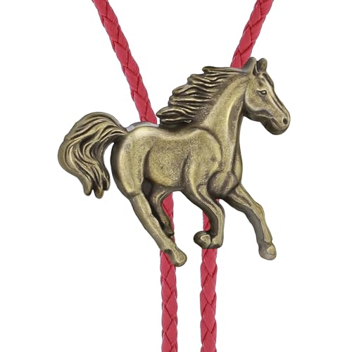 Image of GelConnie Bolo Ties for Men Women Western Cowboy Tie Mens Western Necklace Leather Necktie Gold Bolero Tie Cowboy Necklace