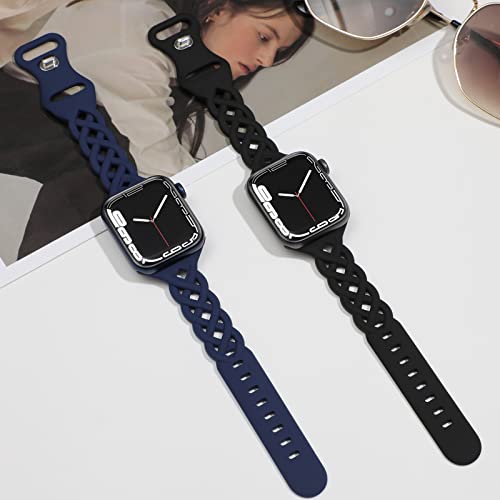 Image of Braided Silicone Bands Compatible with Apple Watch Women Slim Thin Narrow