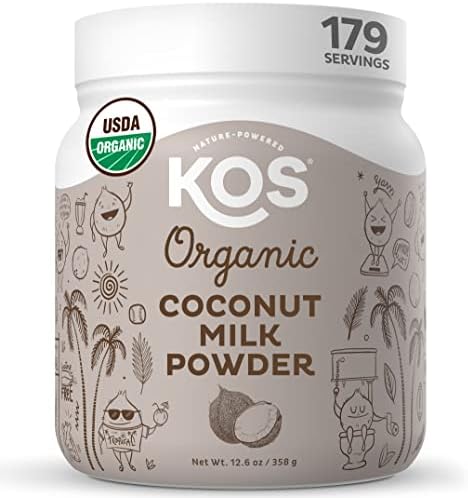 KOS Organic Coconut Milk Powder, USDA Certified - Sugar Free & Plant Based Creamer for Coffee, Tea, Smoothies - Vegan, Keto, Paleo Friendly, Non GMO, Gluten & Dairy Free - 12.6oz, 179 Servings