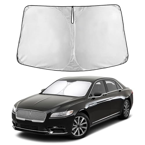 Image of EcoNour Windshield Sunshade for Lincoln Continental 2017-2020 | Custom Fit Front Window Sun Shade | Blocks Harmful UV Rays & Reduces Heat | Foldable Sun Visor with Storage Pouch