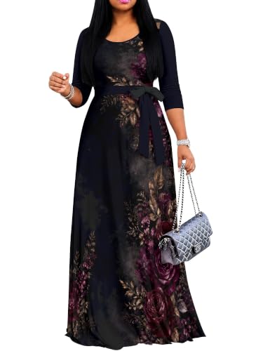 Image of Women's 3 /4 Sleeve Maxi Dress with Pockets