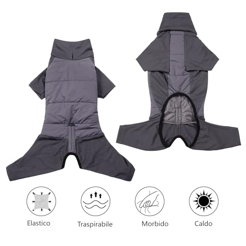Dotoner Winter Hundemantel mit Beinen, Elastischer Wasserdicht Hundejacke Hund-Overall Fleecefutter Warm, Winddichte Hund Wintermantel mit Geschirrloch für kleine, mittelgroße und große Hunde