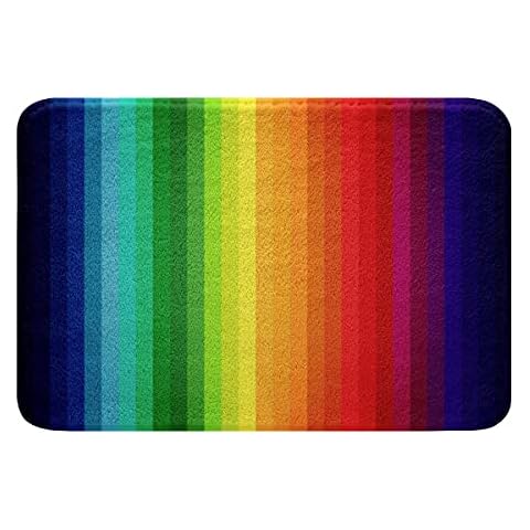 Regenbogen Badezimmerteppich 50x80cm Badematte Marmor Streifen Bunt Multicolor Badteppiche für Kinder Jungen Mädchen Wohnzimmer Schlafzimmer Weich Rutschfest Waschbar Badvorleger Ultra Shaggy Cover