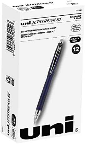 uni-ball Jetstream RT Retractable Ballpoint Pens Fine Point, 0.7mm, Black, 12 Pack