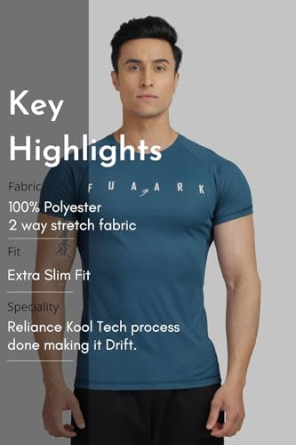 Image of FUAARK Men's Round Neck Slim fit Gym & Active wear Sports T-Shirt for Workout & Casual Wear