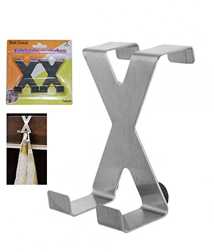 Preisvergleich Produktbild Edelstahl Türhaken zum einhängen an Innentür, 2er Set, Einhängehaken, Handtuchhaken, Garderobe, separat einzeln verwendbar