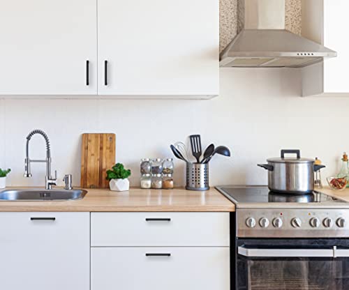 Image of Ravinte 55 Pack Cabinet Handles Square Cabinets Cupboard Hanldes Matte Black Drawer Pulls Stainless Steel Kitchen Cabinet Pulls Cabinet Hardware Drawer Handles 5 inch Hole Center
