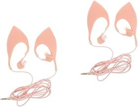 MERRYHAPY 2pcs Gaming Earphone Microphone Creative Ear Shape Wired Headset for Halloween Parties for Music Audiobooks and Gaming Compatible All Devices