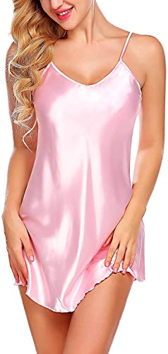 Image of Honeymoon Night Dresses for Women - Lightweight Satin Sleepwear Nighties, Hot Bridal Nightwear Dress and Suit for Women, Ladies Lightweight Wear Comfortable, Stylish Nighty for Girls