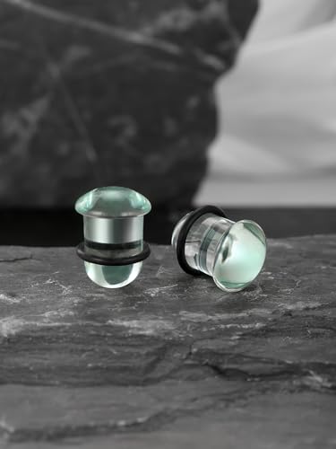 Aumeo One Pair Glass Gauges for Ears Single Flare Glass Plugs for Women and Men3