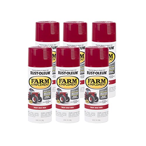 Image of Rust-Oleum 303473-6PK Farm & Implement Spray Paint, 12 oz, Gloss Troy Bilt Red, (Pack of 6)
