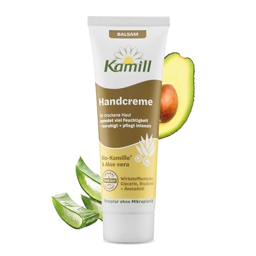 Kamill Crema de manos bálsamo de 30 ml – Crema vegana – Cuidado de manos y uñas con manzanilla orgánica y aceite de aguacate tamaño viaje – calmante, reparador e hidratante