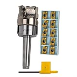 Volakebeing Für MT2-FMB22-M10 Dorn 400R 50 mm Planfräser mit 10 x APMT1604 Hartmetalleinsätzen für CNC-Metallbearbeitung, Halterung aus legiertem Stahl, 4-Schlitz-Werkzeug für