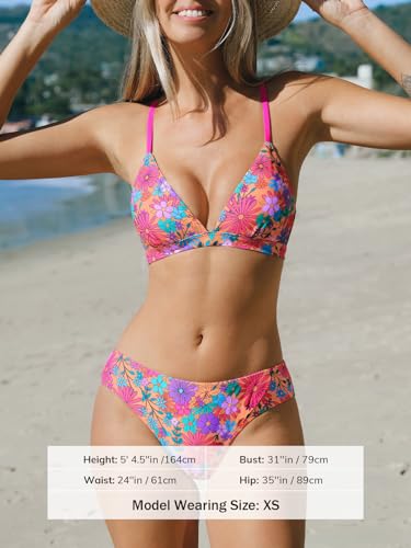 Image of CUPSHE Bikini Set for Women Two Piece Swimsuits V Neck Low Rise Crisscross Back Self Tie Spaghetti Straps