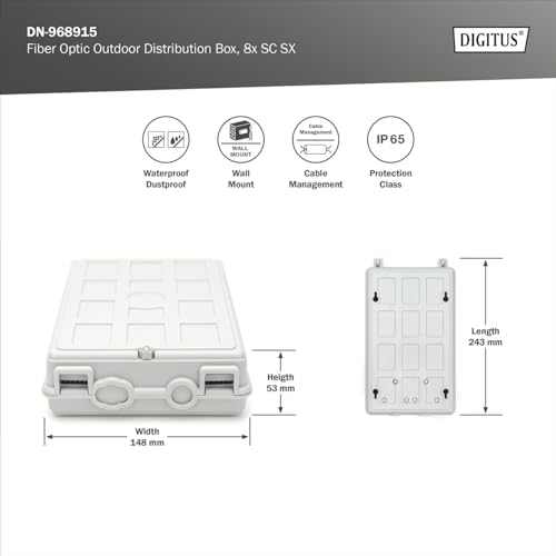 Fibre optique boîtier de distribution 8X LC Duplex DIGITUS extérieur IP44 gris
