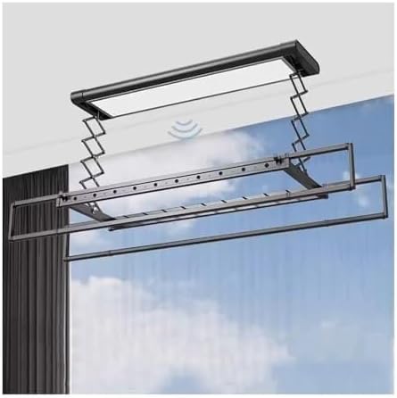 Electric Ceiling Clothes Dryer with Remote Control, Ultra Thin Invisible Drying Rack, Aluminium & Steel, Automatic Lifting, 45kg Capacity for Indoor & Balcony Use