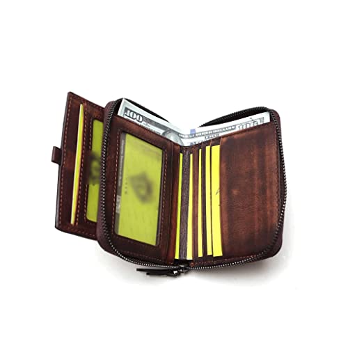 Wallet Vintage Women's Leather Wallet Large Capacity Classic Card Holder Casual Fashion Coins Pocket Short Coin Purses Tear-Resistant,Coffee,9x11cm3