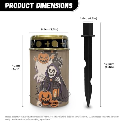 Image of Poceacles Solar Lights Outdoor Grave Candle for Cemetery Decoration Solar Outdoor Lights for Garden Lawn Backyard Pathway Halloween Decor, Pumpkin Skull Brown, Pack of 6