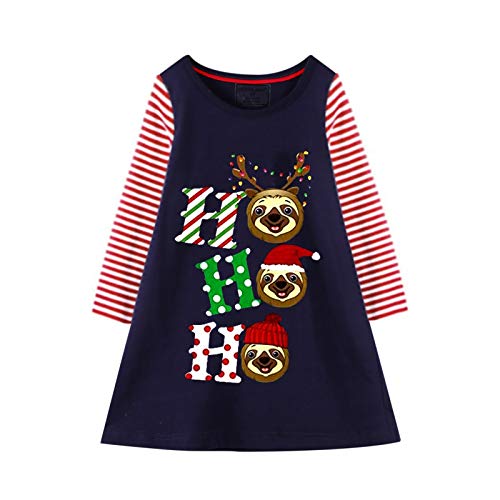Image of HILEELANG Toddler Girl Sleeveless Dress Stripe Zigzag Cotton Casual Tunic Party Dresses