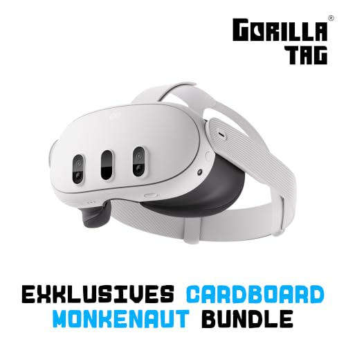 Meta Quest 3 512 GB | VR-Headset – 30 % höhere Auflösung – Doppelte Grafikleistung – Virtual Reality ohne Kabel – Gorilla Tag Cardboard Monkenaut Bundle – Amazon Exclusive