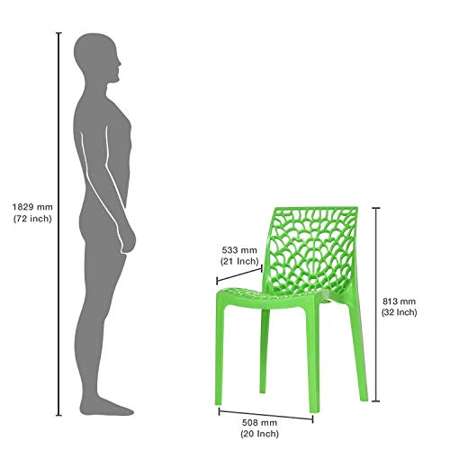 Image of Supreme Web Plastic Chair |Armless Chair for Dining Room Set, Home, Cafe & Outdoor Use |Weight Bearing Upto 220kgs (Color: Parrot Green ; Set of 2)