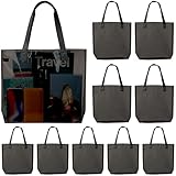 DISCOUNT PROMOS Savanna Clear Plastic Tote Bags Set of 10, Bulk Pack - Perfect for Employees, Students, And For Everyday Use - Smoke