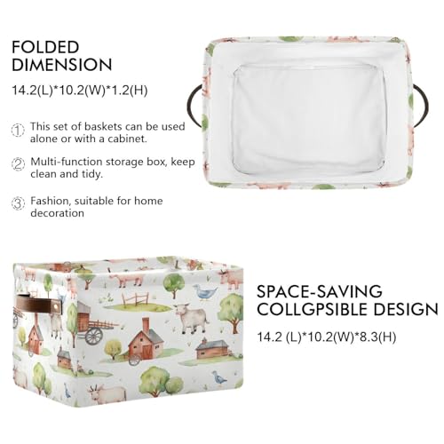 Image of Kigai Farm Animals Storage Basket Waterproof Collapsible Fabric Laundry Basket with Handles Gift Bin Closet Organizer Bin for Bedroom Nursery Office 1 PACK