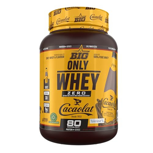 BIG - Proteinas Whey - Proteina en Polvo para Desarrollo de Masa Muscular y Recuperación - Materia Prima Premium - Whey Protein Sin Lactosa, Sin Azúcar, Sin Grumos (1Kg, Cacaolat)