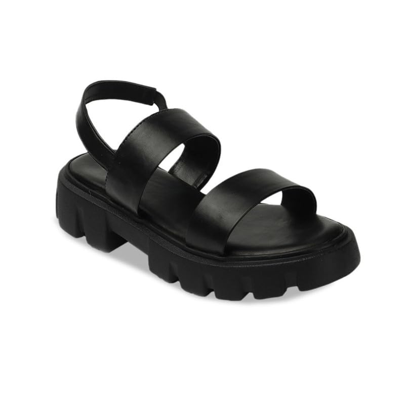 Stepee Casual & Trendy Black Open Toe Flatform Heels with Backstrap Fashion Floater Sandal for Women (B0D5WBXR2Q) Amazon Price History, Amazon Price Tracker