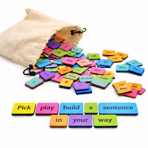 Image of Wembley Sentence Building Game for Kids Age 4-8 Years | Montessori Educational Word Spelling & Vocabulary Learning Toy | English Reading, Grammar & Sight Words Activity with Colorful Word Tiles