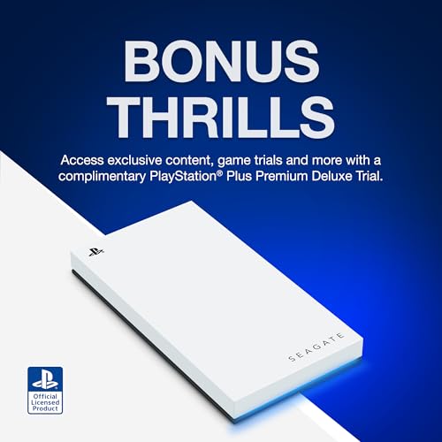 Image of Seagate Game Drive for PS5 External SSD 2TB Solid State Drive - USB 3.2 Officially Licensed White with Blue LED Lighting (STMH2000100)