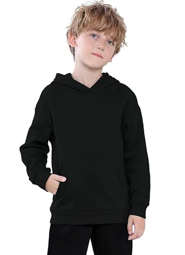 Jiahong Kids Fashion Sweatshirts Soft Brushed Fleece Pullover Hoodie Casual Hooded Sweatshirts For Boys And Girls(Black, S) #TOP6