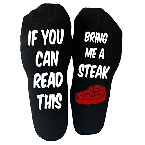Bring Me a Steak Socks, Funny Meat Novelty Gift for Men and Women