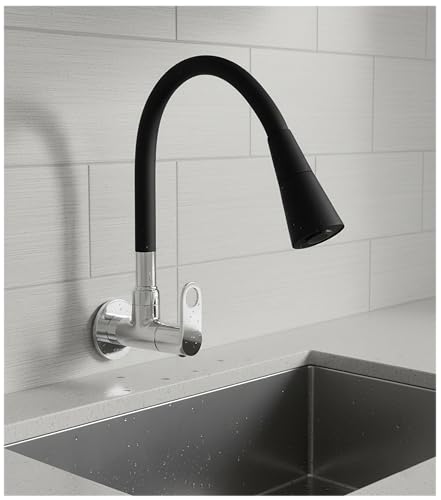 Image of ALTURAS Dual Flow Black Kitchen Sink Cock with 360 Degree Swivel Spout | Kitchen Sink Tap | Kitchen Faucet | Tap for Kitchen (Prime)