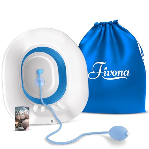 Fivona Sitz Bath for Toilet Seat with Massage Hand Flusher and Storage Bag; Postpartum Care and Hemorrhoid Treatment; BPA Free V Steam Kit; Perfect for Perineal Soak and Portable Bidet