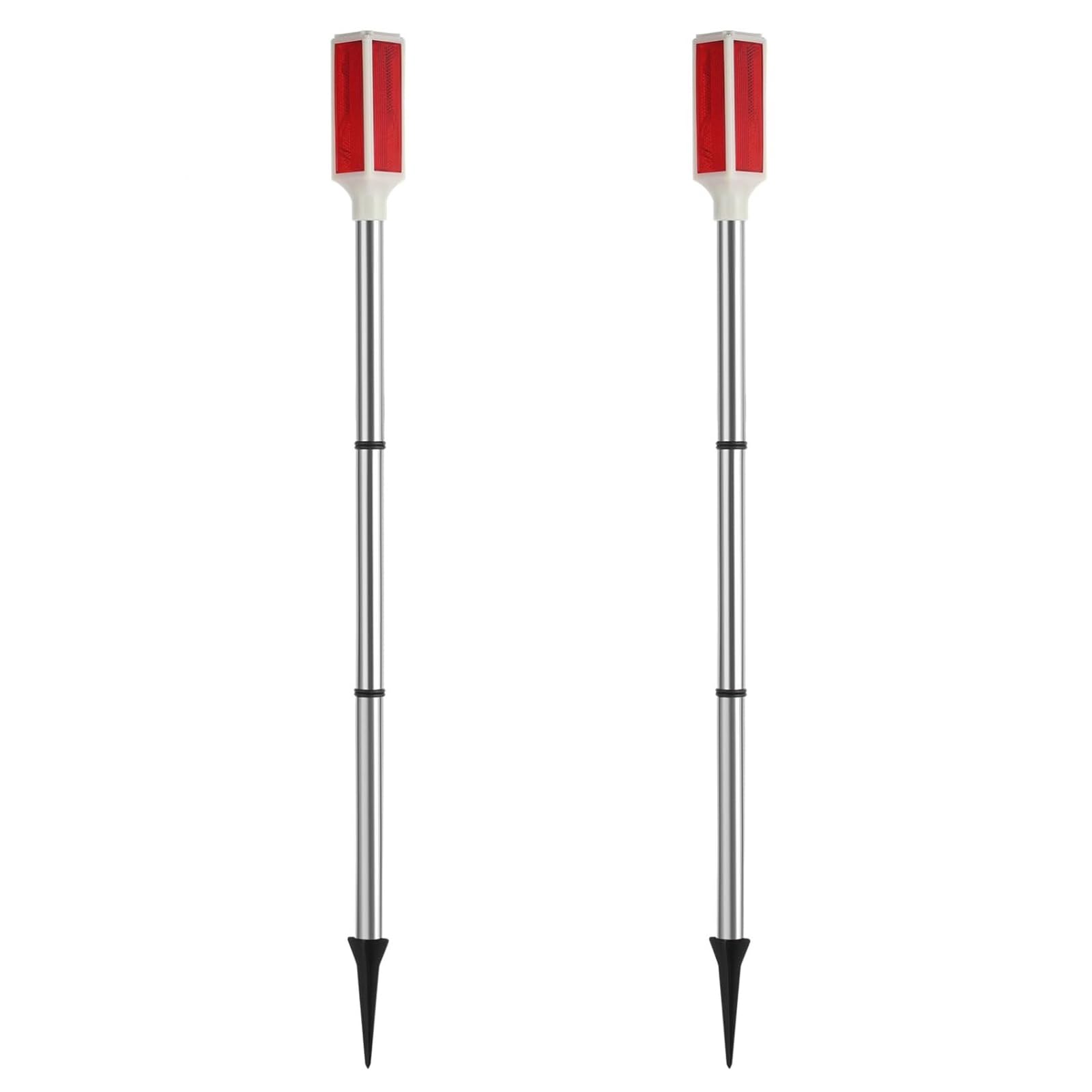 Ameble 2Pcs Solar Driveway Marker Lights Waterproof Red Solar Driveway Reflectors for Snow Road Yard Parking Sidewalk Outdoor Landscape Safety Lighting