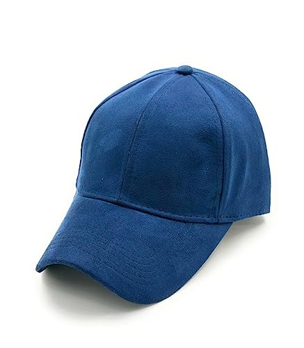 Image of Suede Cap for Mens and Womens,Unisex Cap Leather Cap for Boys Adjustable Buckle (Navy Blue)