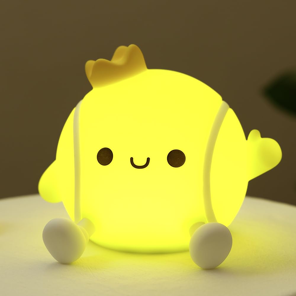 Cute Tennis Night Light, Nursery Night Lamp for Breastfeeding Squishy Silicone LED Night Lamp