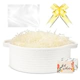 momolette Gift Basket Empty, Woven Basket for Gifts Empty with Gift Bag, Ribbon, Greeting Cards & 5.3 oz Raffia Paper Filler for Birthdays, Baby Showers, Weddings, Holidays