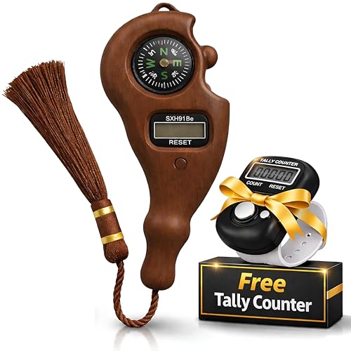 Image of PulGos 𝐂𝐨𝐦𝐛𝐨- Wooden & Ring Tally Counter for Chanting Mantra | Finger Counter for Naam Jap, Meditation, Prayer & Pooja | Smooth Click & Accurate Counting Machine for Jap Mala & Umpire Use